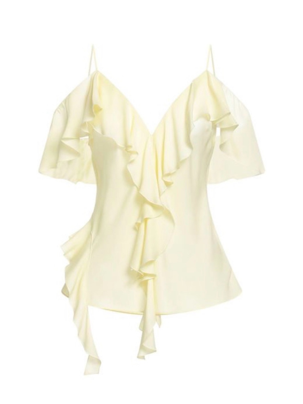 NWOT Dorothee Schumacher Yellow Ruffle V-Neck Women's Top